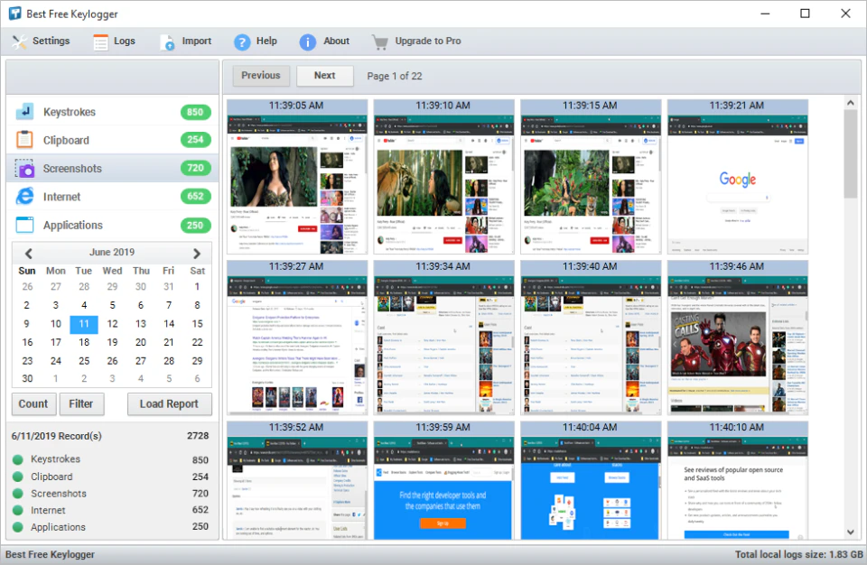 screenshot of Best Free Keylogger